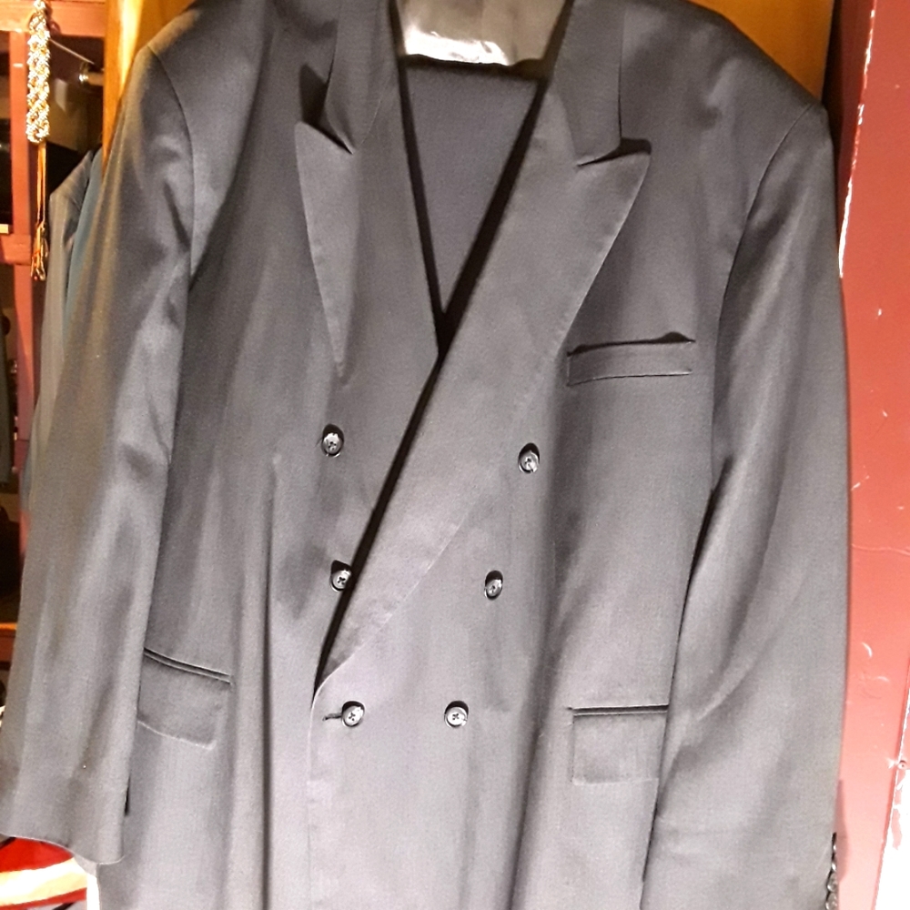Grey Polyester Wool Blend Suit Made in Dominican Republic